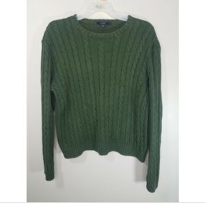 J Crew Sweater Mens Large 100% Cotton Cable Knit